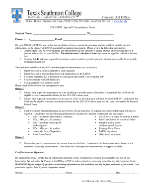 2015-2016 Special Circumstance Form
