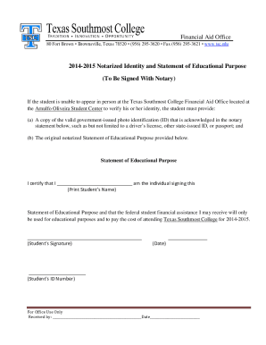 Notarized Identity and Statement of Educational Purpose
