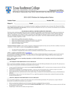 2014-2015 Petition for Independent Status