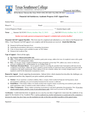 Financial Aid SAP Appeal Form