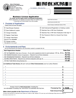 Washington Business License Application