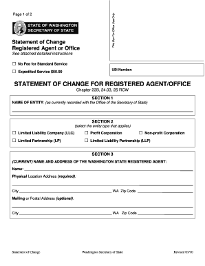 Statement of Change for Registered Agent
