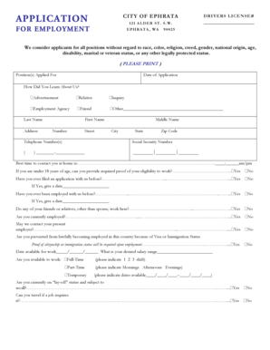 City of Ephrata Employment Application Form