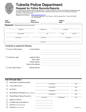 Blank police report - tukwila police department