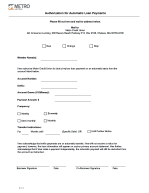 Authorization for Automatic Loan Payments