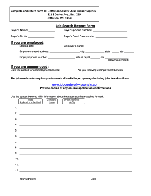 Wisconsin Child Support Job Search Report Form