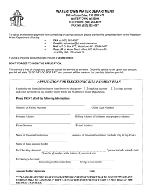 Watertown Water Department Electronic Bill Payment Application