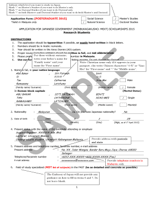 Japanese Government Scholarship Application Form