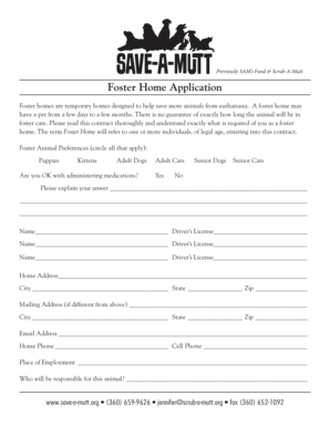 Foster Home Application