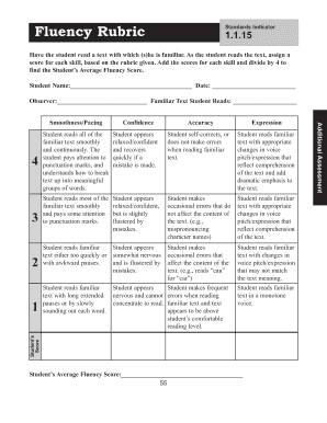 Fluency Rubric Assessment Form