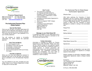 Pre-Authorized Payment Plan for Water/Sewer