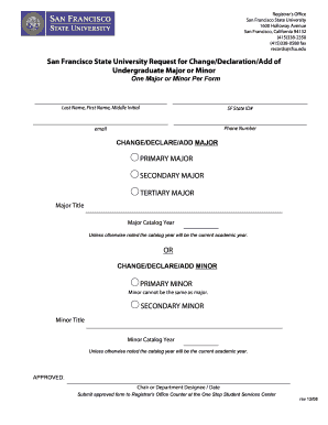 San Francisco State University Major/Minor Change Form