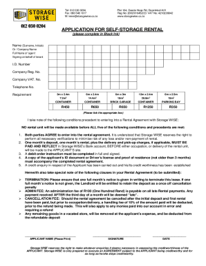 Self-Storage Rental Application