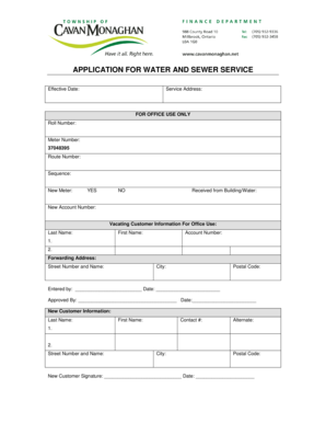 Application for Water and Sewer Service