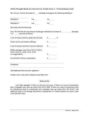 Wrongful Death Verdict Form