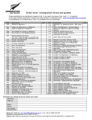 New Zealand Immigration Forms Order Form