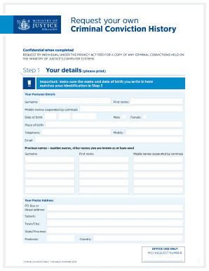 New Zealand Criminal Conviction History Request Form