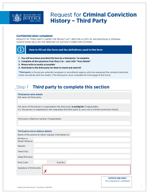 Request for Criminal Conviction History – Third Party