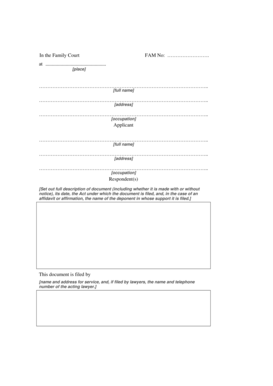 Family Court Affidavit Form