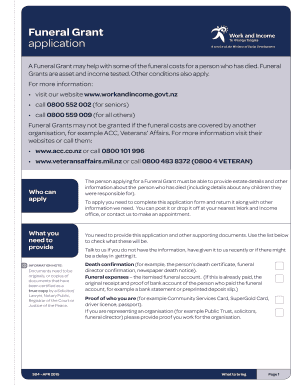 Funeral Grant Application