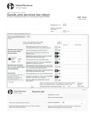 New Zealand GST Return Form 101A