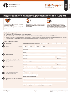 New Zealand Child Support Voluntary Agreement Form