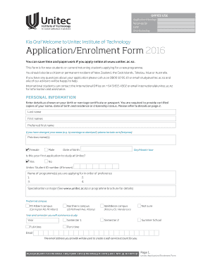 Unitec Application/Enrolment Form