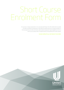 Unitec Short Course Enrolment Form