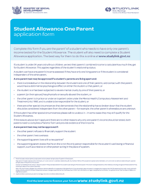 Student Allowance One Parent Application Form