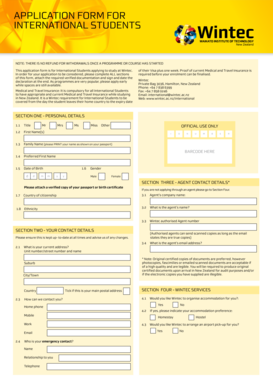Wintec International Student Application Form