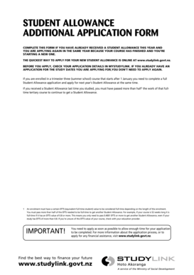 Student Allowance Additional Application Form