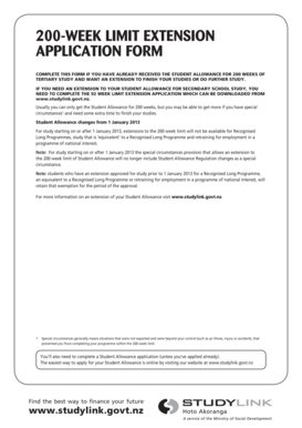 200-Week Student Allowance Extension Application