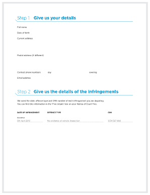 Application to Dispute a Fine