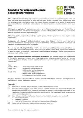 New Zealand Special Licence Application