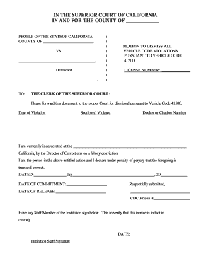 Motion to Dismiss Vehicle Code Violations