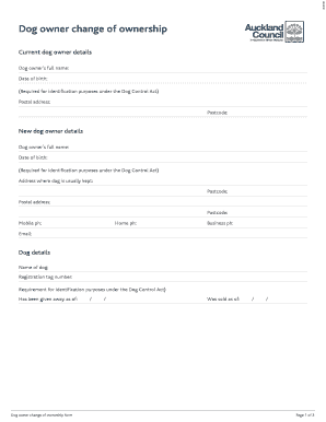 Dog Owner Change of Ownership Form