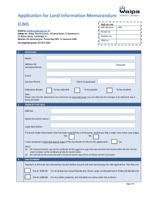 Land Information Memorandum Application