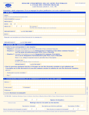 Demande d’inscription sur les listes électorales