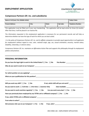 Compressco Employment Application