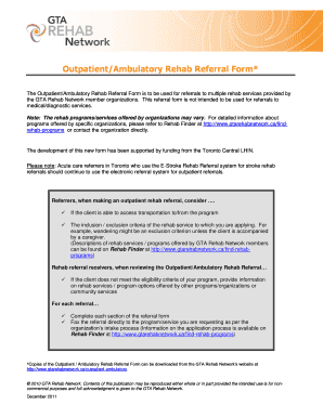 Outpatient Ambulatory Rehab Referral Form