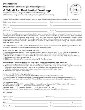 Georgia Residential Energy Code Compliance Affidavit