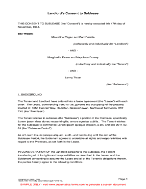Landlord's Consent to Sublease