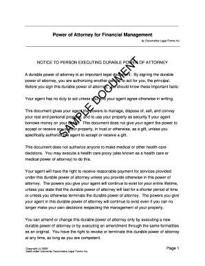 Durable Power of Attorney for Financial Management