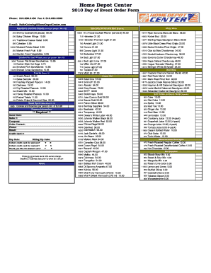 Home Depot Center Day of Event Order Form