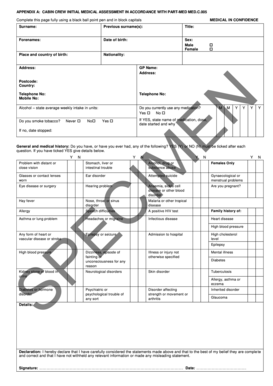 Cabin Crew Initial Medical Assessment Form