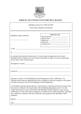7 Day Notice Statutory Declaration