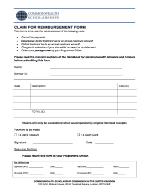 Commonwealth Scholarship Reimbursement Form