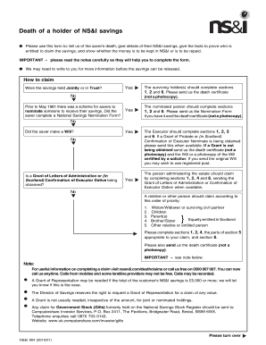 NS&I Death Claim Form