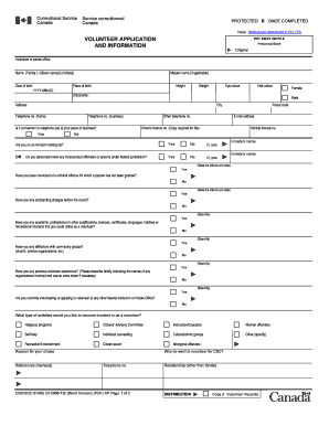 Correctional Service Volunteer Application
