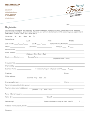 Dental Patient Registration Form